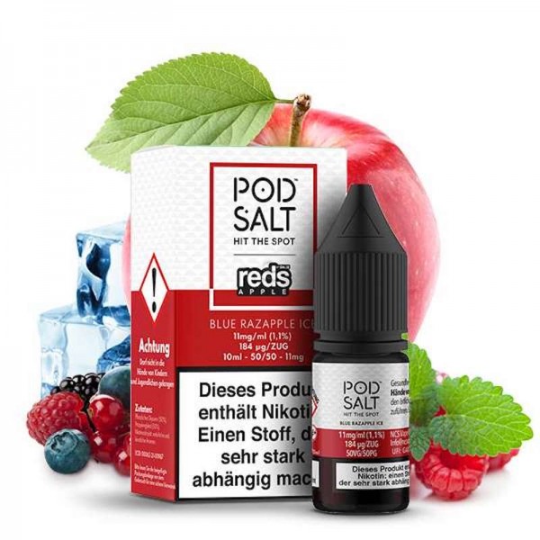 Pod Salt Fusion Reds Apple Blue Razapple Ice Nikotinsalz Liquid 10 ml
