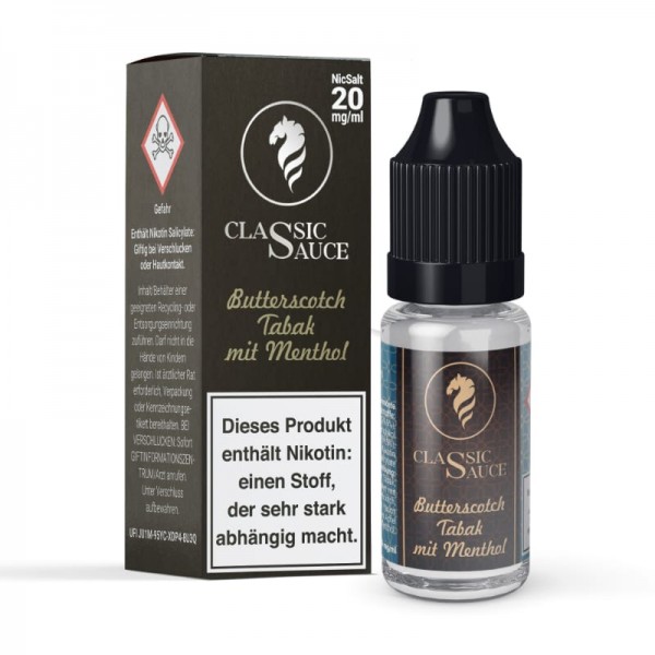Classic Dampf Butterscotch Tabak mit Menthol Nikotinsalz Liquid 10 ml